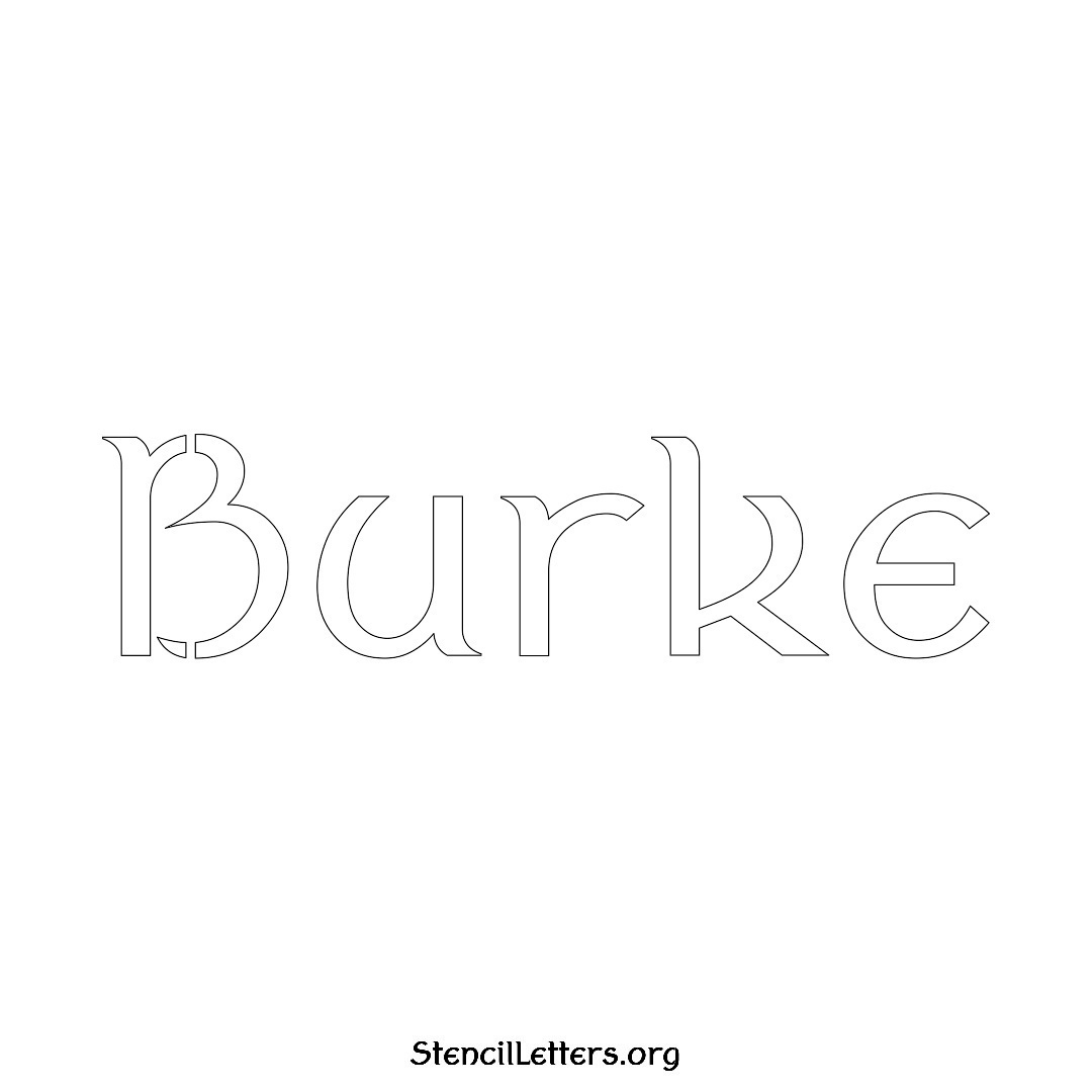 Burke name stencil in Ancient Lettering