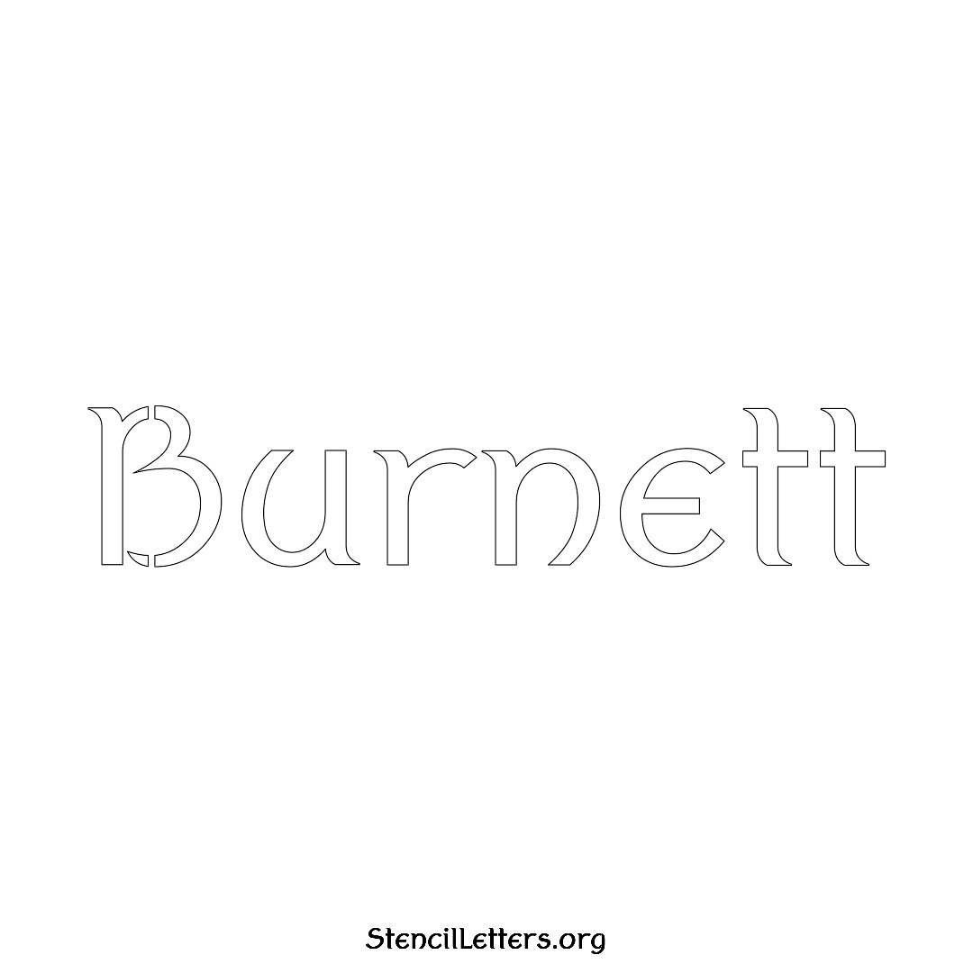 Burnett name stencil in Ancient Lettering