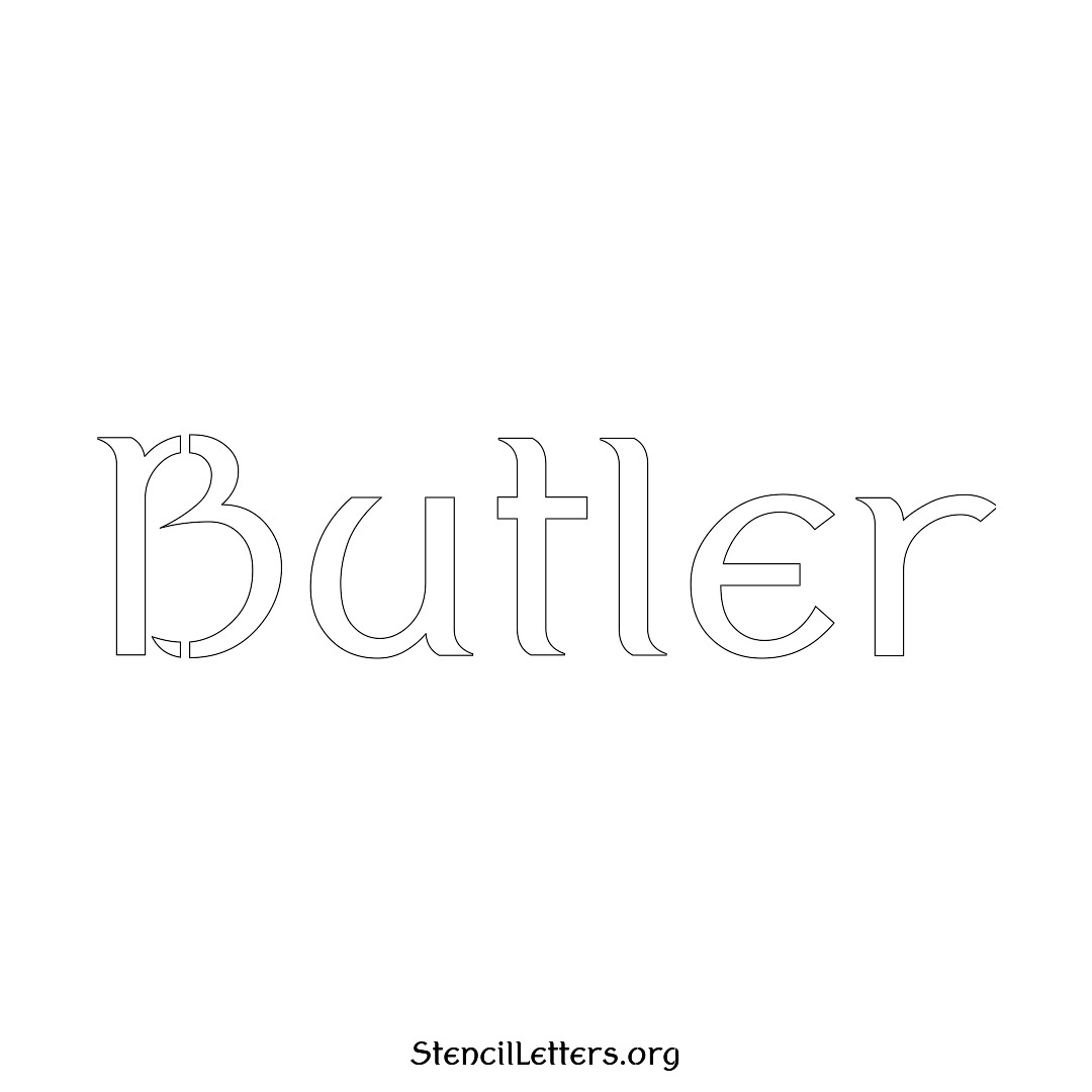 Butler name stencil in Ancient Lettering