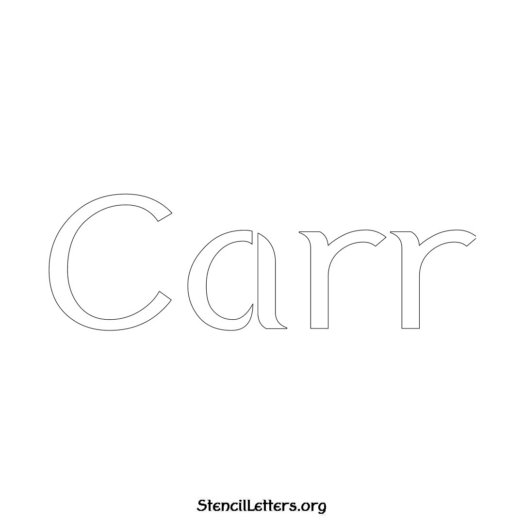 Carr name stencil in Ancient Lettering