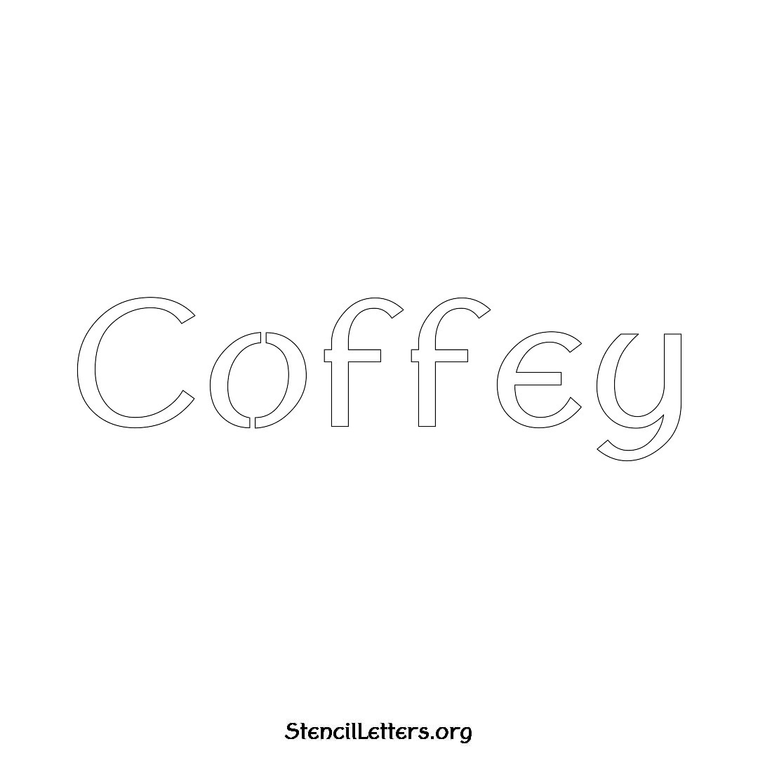 Coffey name stencil in Ancient Lettering