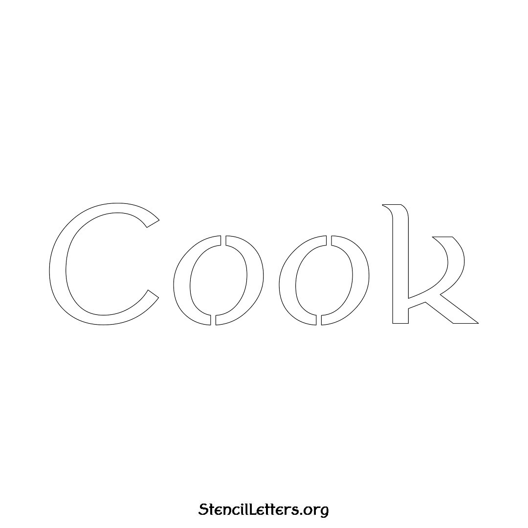 Cook name stencil in Ancient Lettering