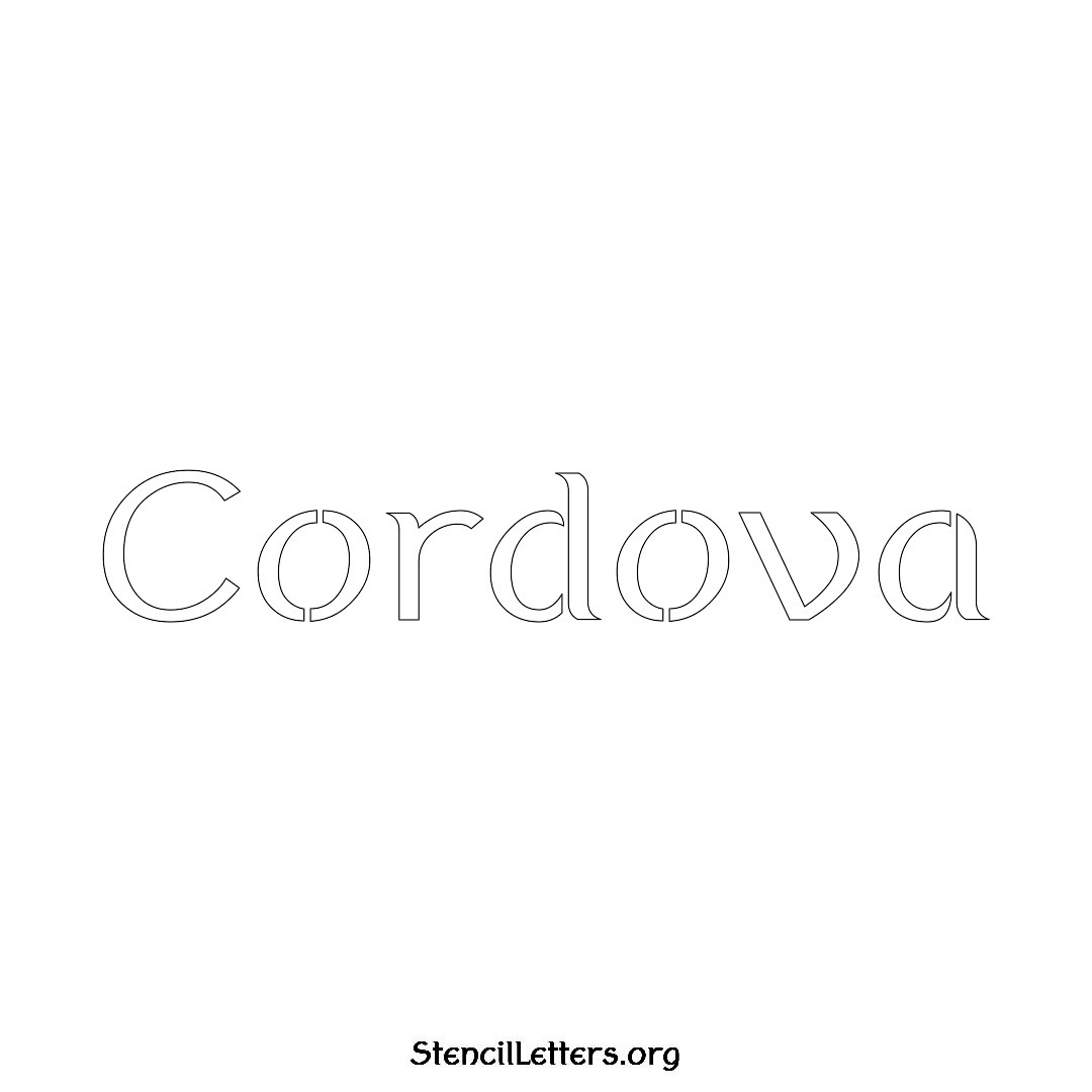 Cordova name stencil in Ancient Lettering