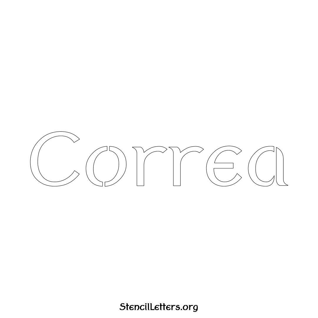 Correa name stencil in Ancient Lettering