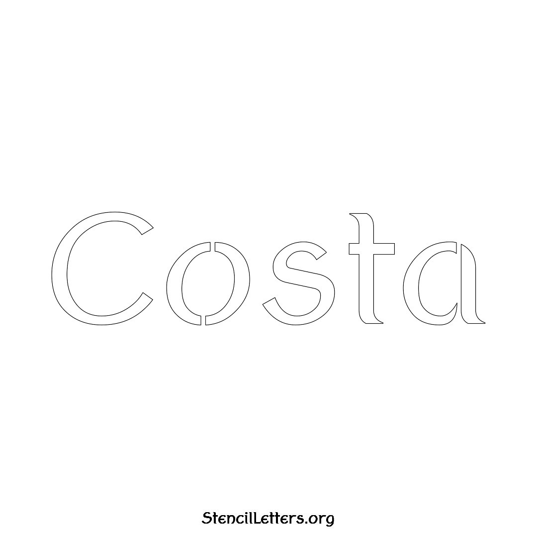 Costa name stencil in Ancient Lettering