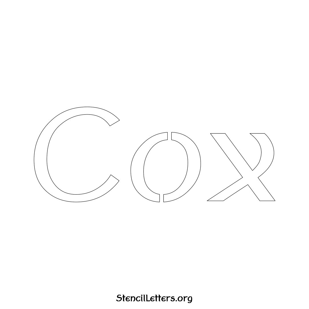 Cox name stencil in Ancient Lettering