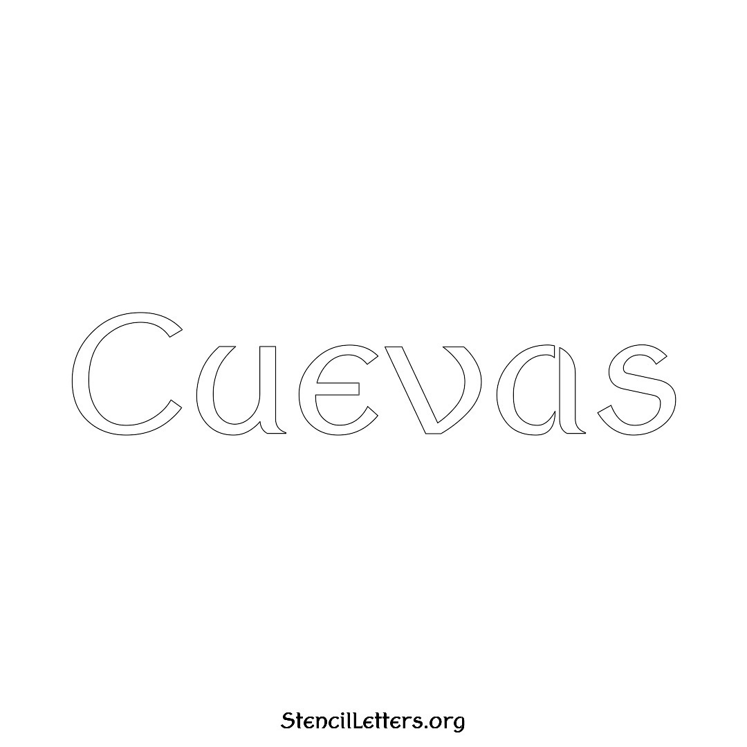 Cuevas name stencil in Ancient Lettering