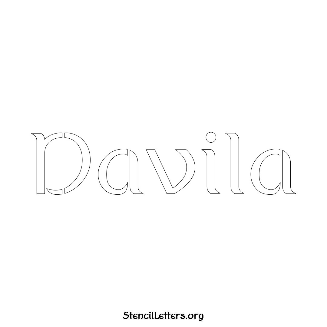 Davila name stencil in Ancient Lettering