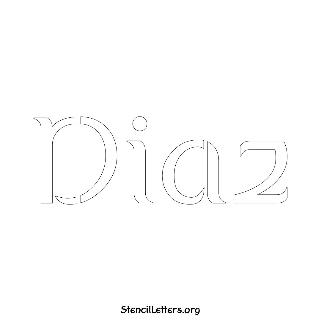 Diaz name stencil in Ancient Lettering