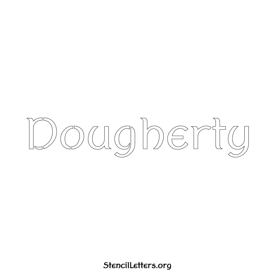 Dougherty name stencil in Ancient Lettering