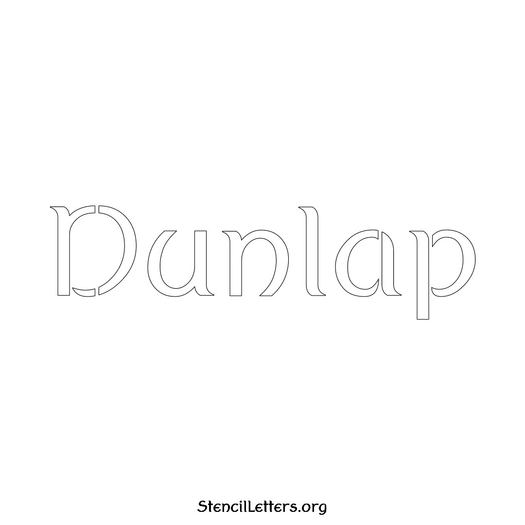 Dunlap name stencil in Ancient Lettering