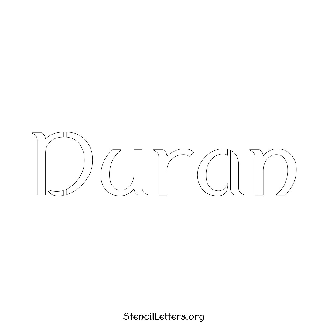 Duran name stencil in Ancient Lettering