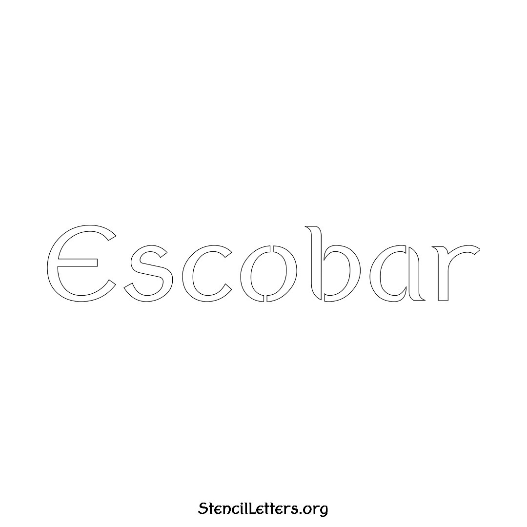 Escobar name stencil in Ancient Lettering