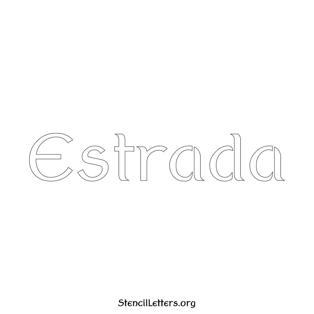 Estrada name stencil in Ancient Lettering