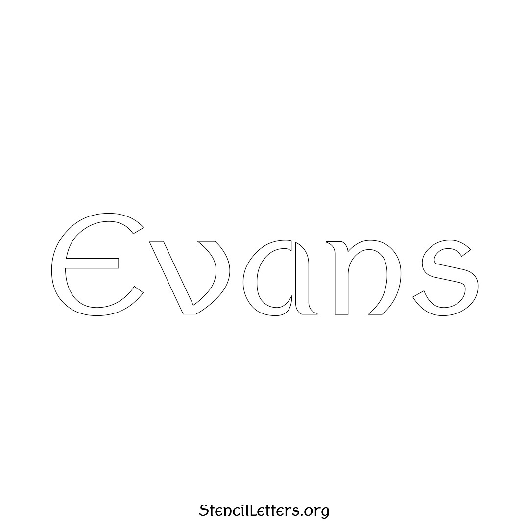 Evans name stencil in Ancient Lettering