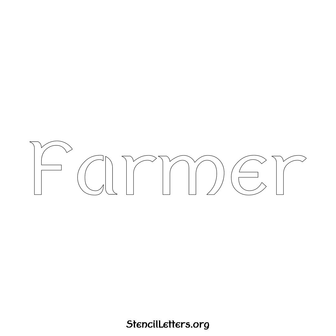 Farmer name stencil in Ancient Lettering