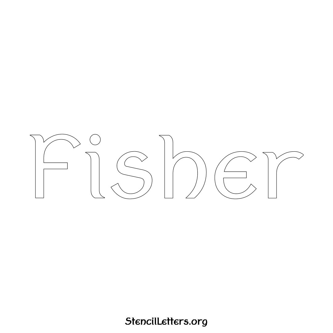 Fisher name stencil in Ancient Lettering