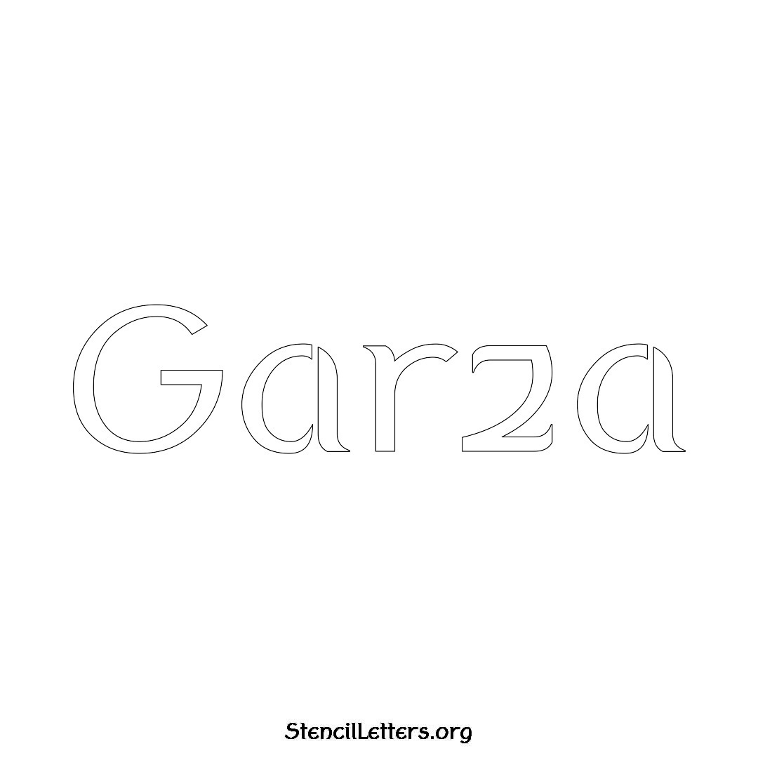 Garza name stencil in Ancient Lettering