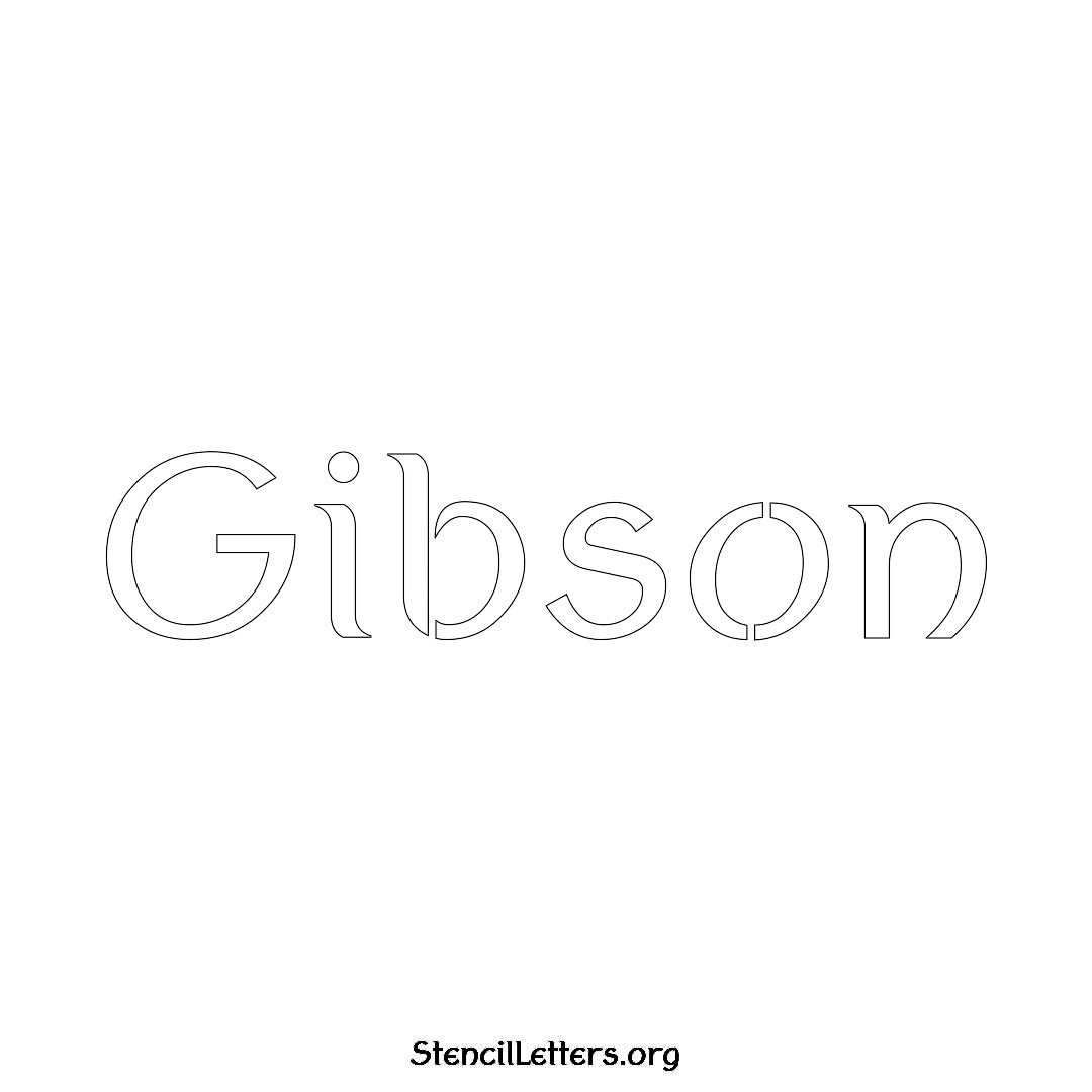 Gibson name stencil in Ancient Lettering