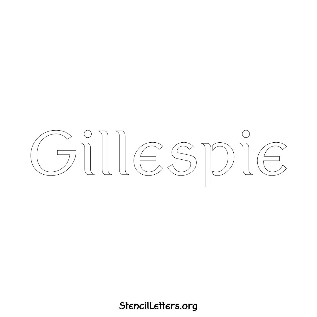 Gillespie name stencil in Ancient Lettering