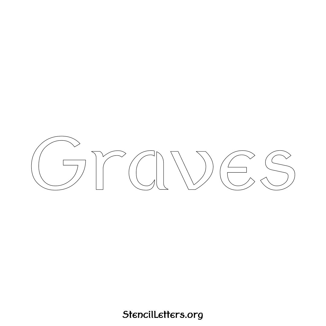 Graves name stencil in Ancient Lettering