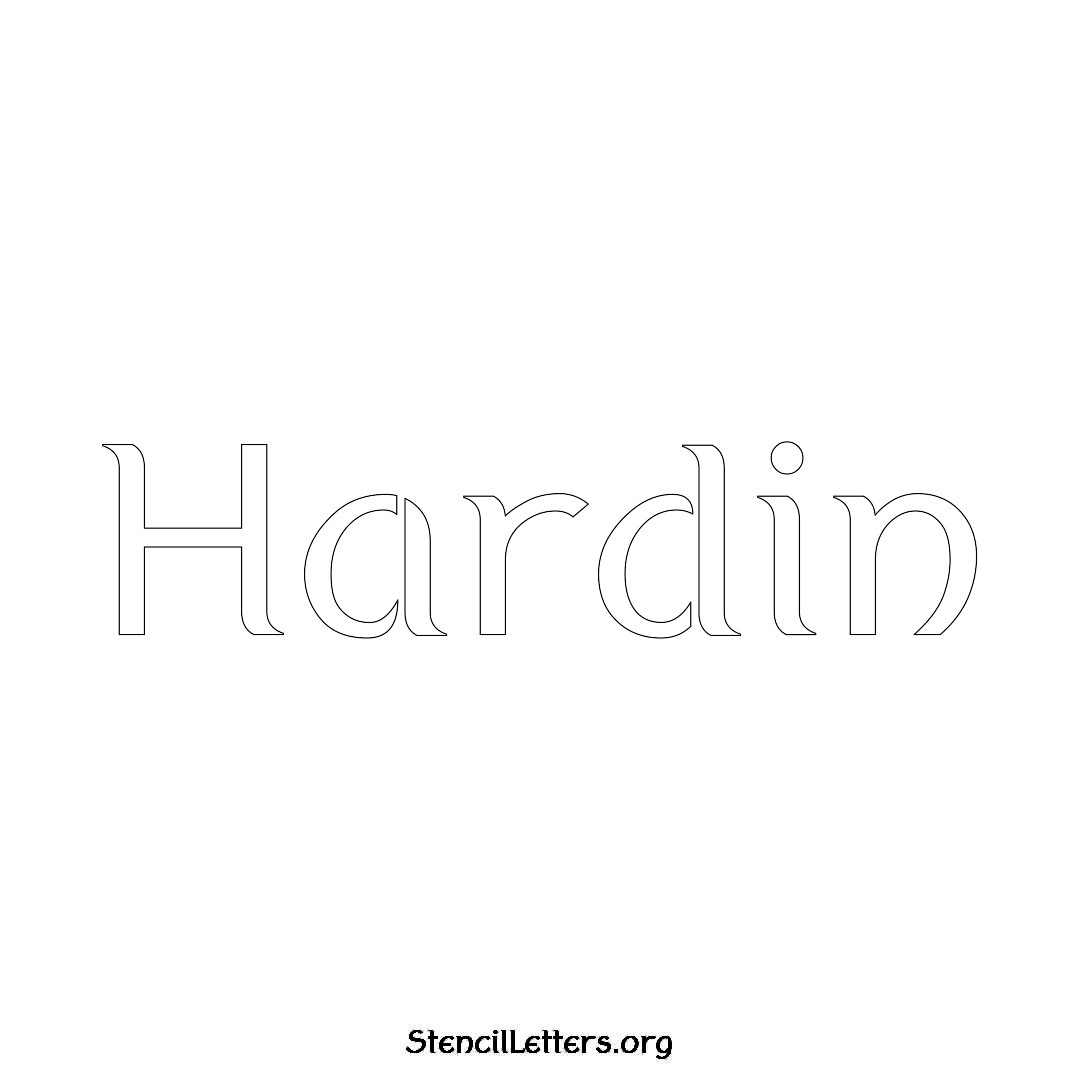 Hardin name stencil in Ancient Lettering