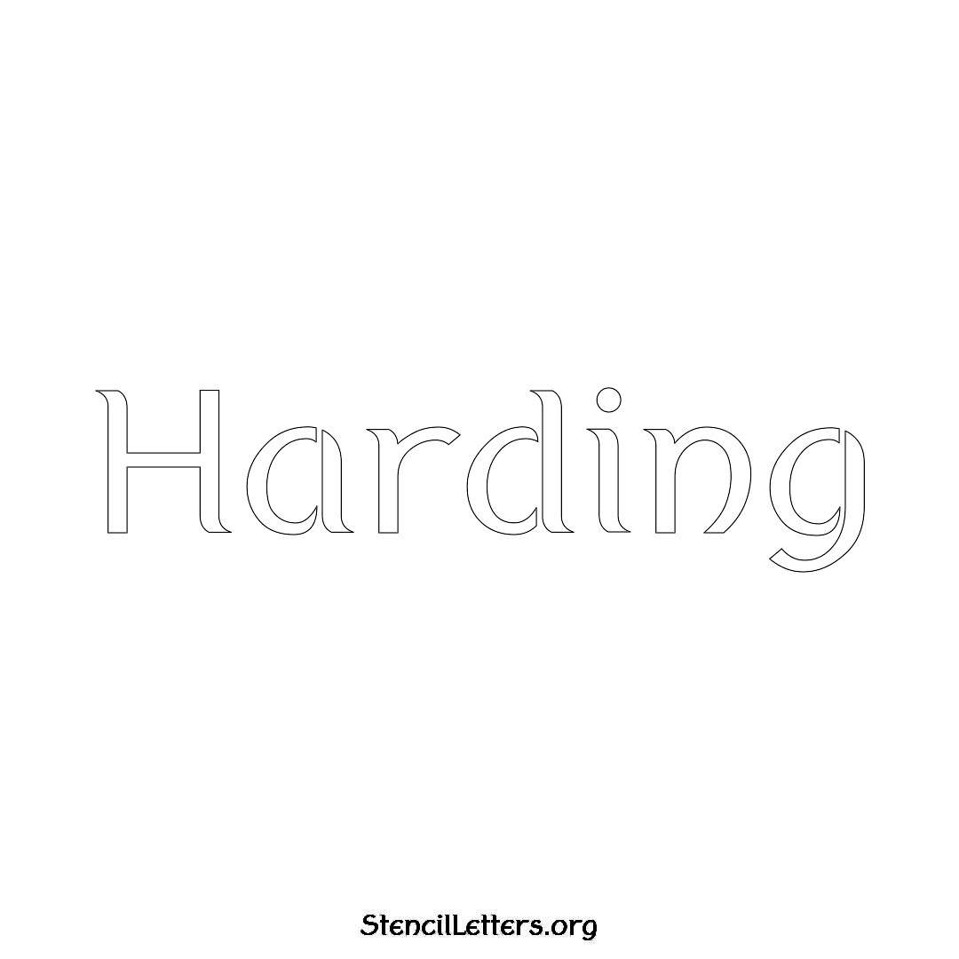 Harding name stencil in Ancient Lettering