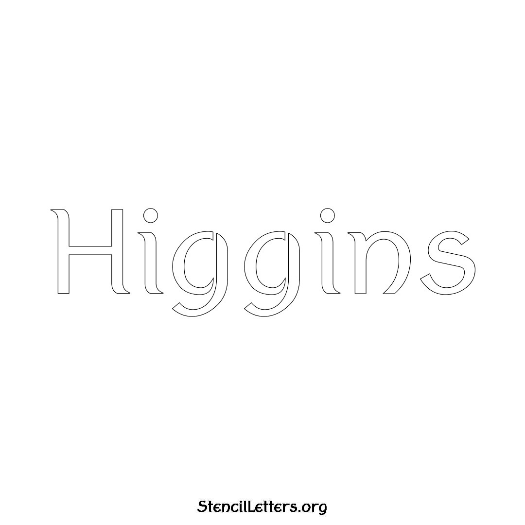 Higgins name stencil in Ancient Lettering