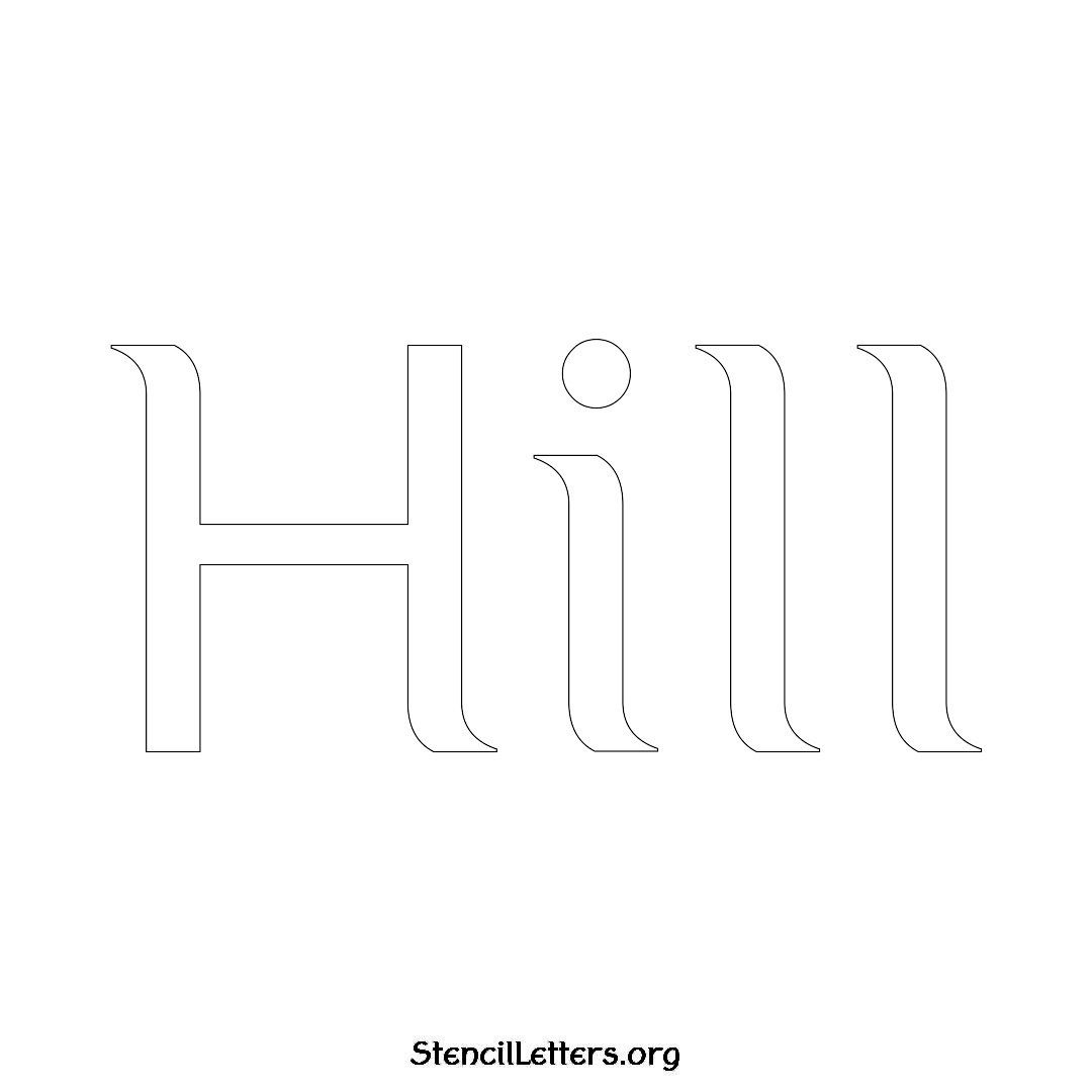 Hill name stencil in Ancient Lettering