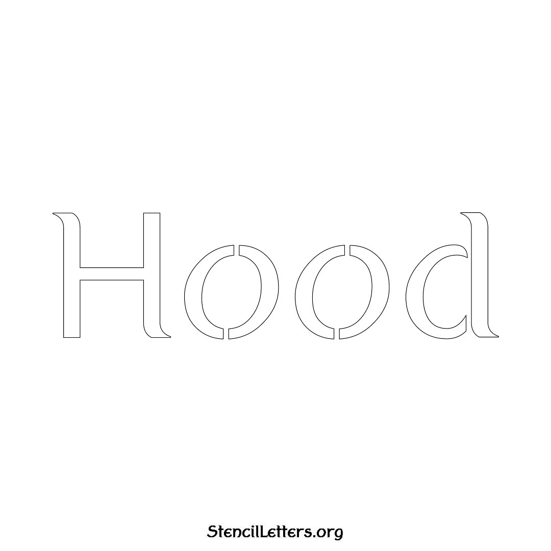 Hood name stencil in Ancient Lettering