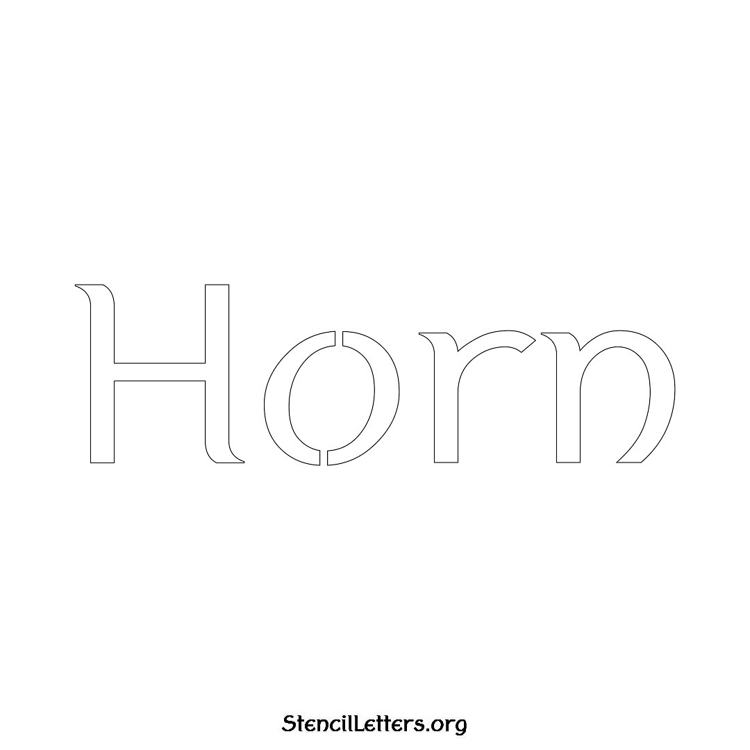 Horn name stencil in Ancient Lettering