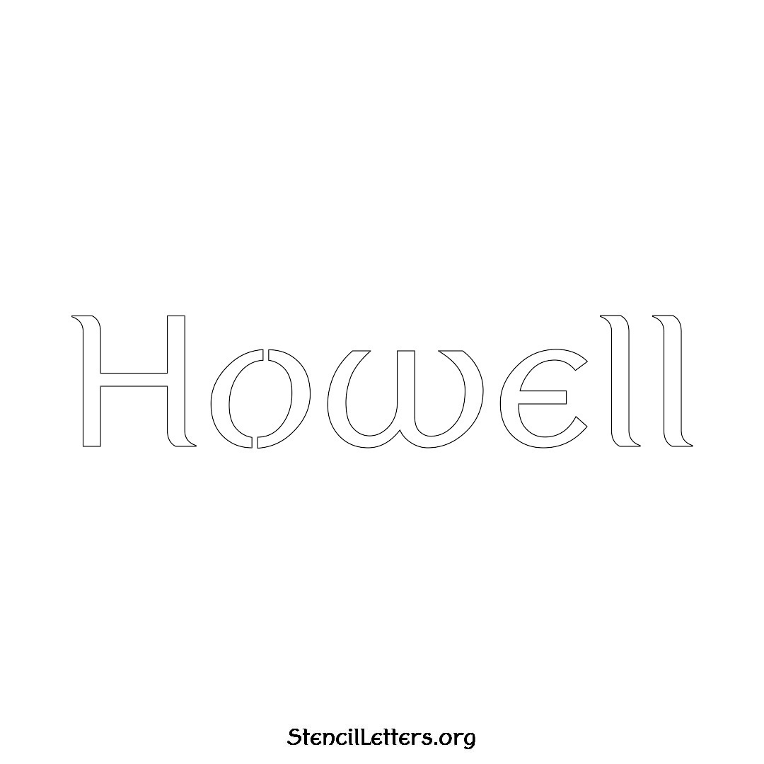 Howell name stencil in Ancient Lettering