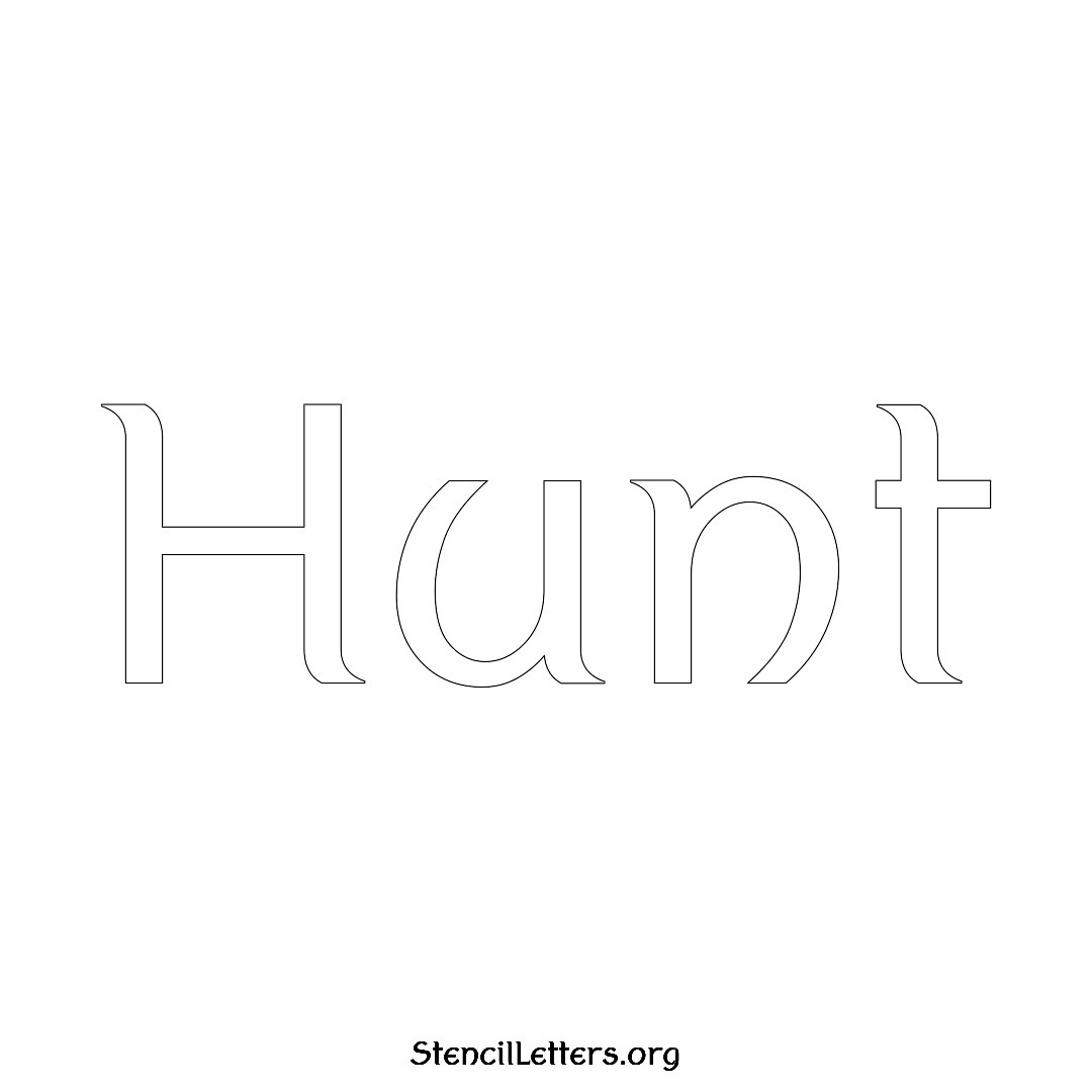 Hunt name stencil in Ancient Lettering