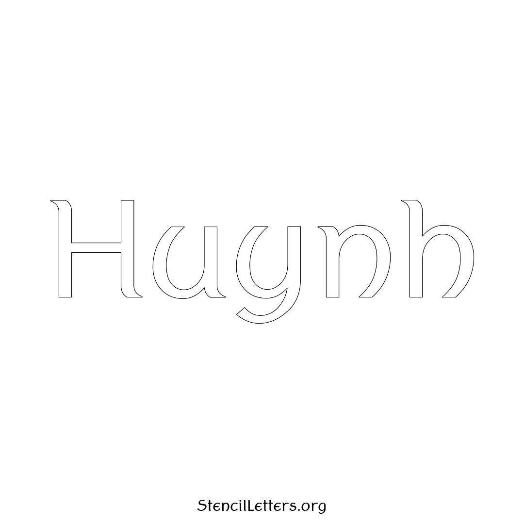 Huynh name stencil in Ancient Lettering