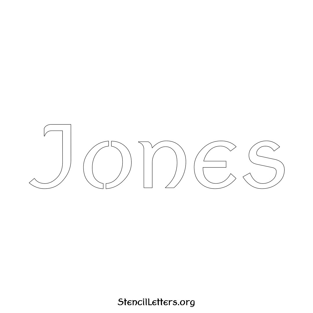 Jones name stencil in Ancient Lettering