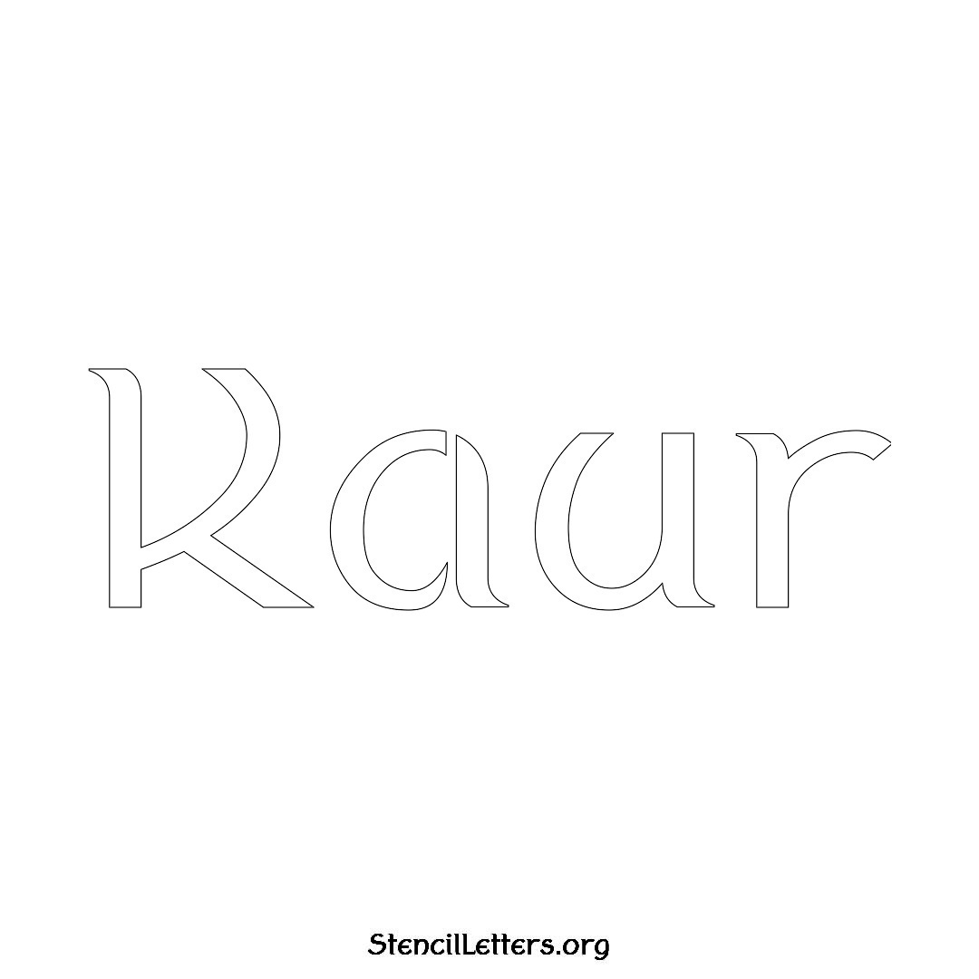 Kaur name stencil in Ancient Lettering