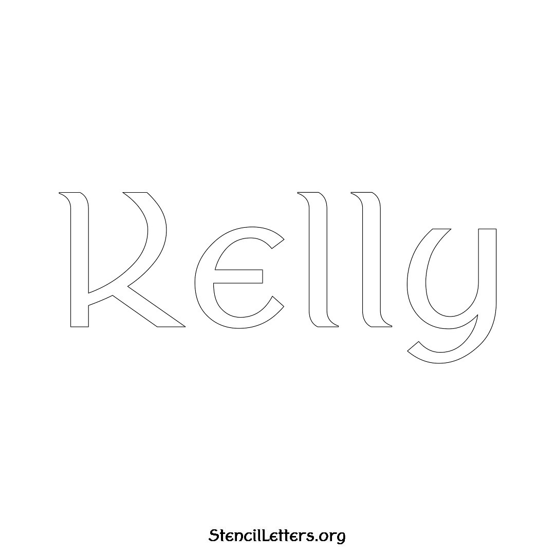 Kelly name stencil in Ancient Lettering