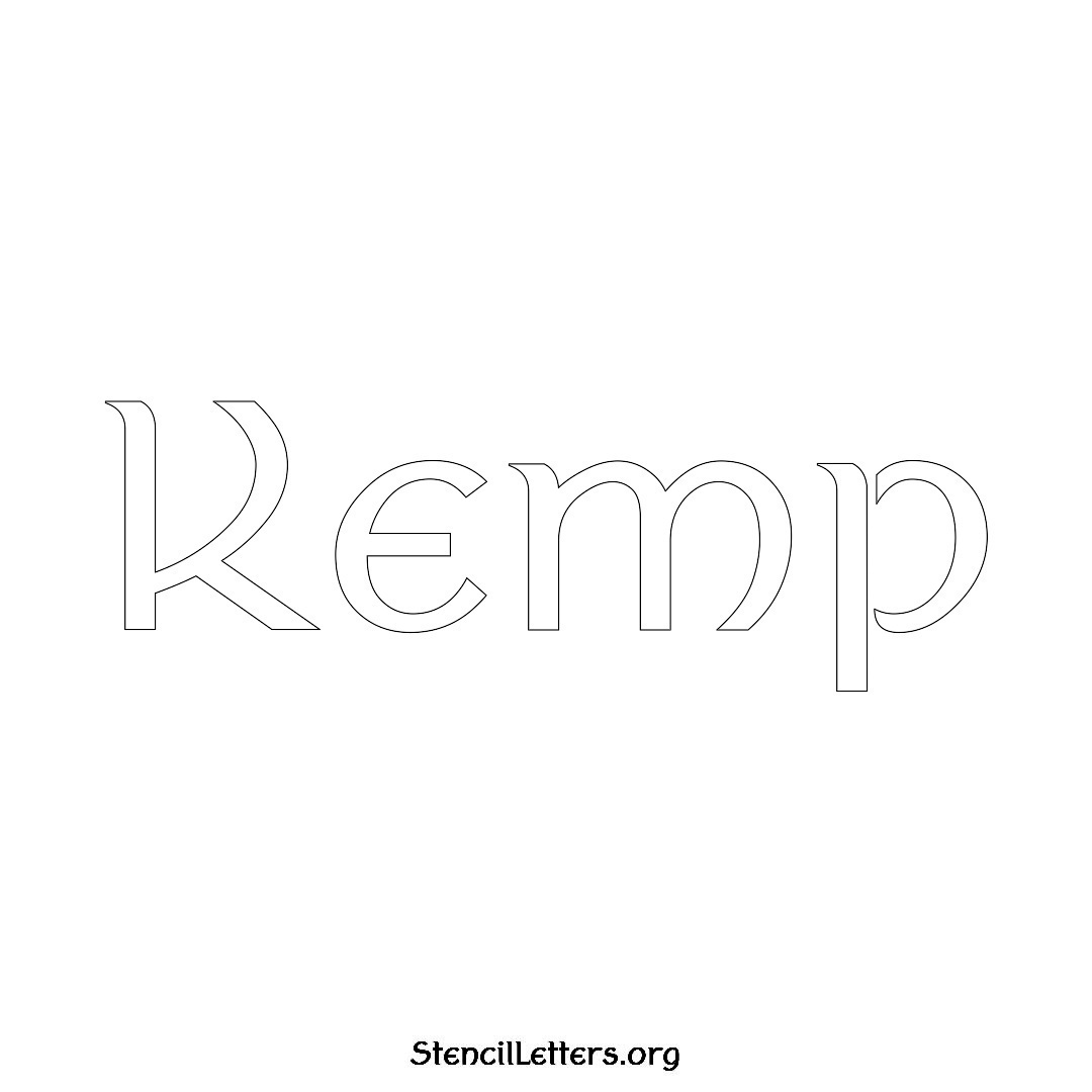 Kemp name stencil in Ancient Lettering