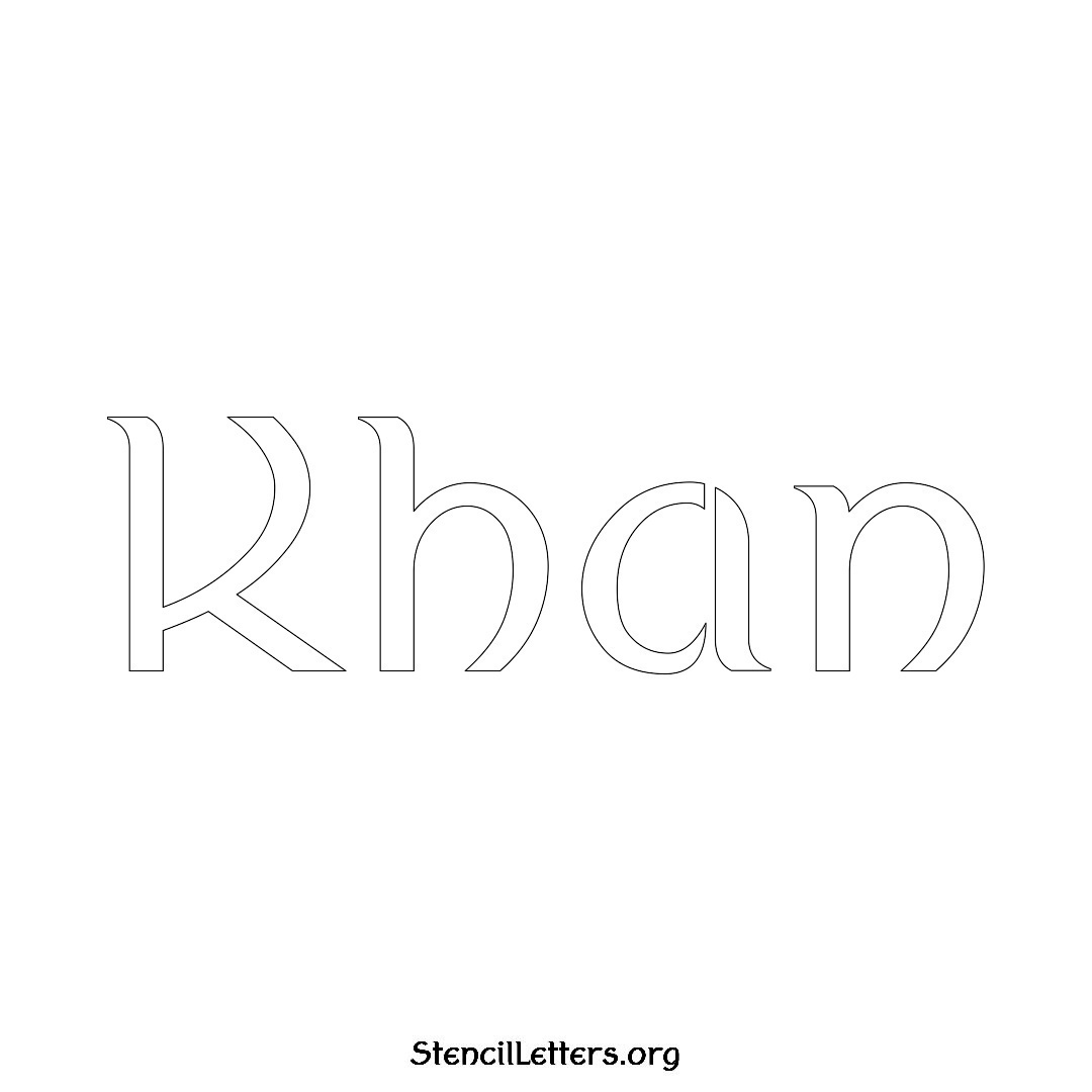 Khan name stencil in Ancient Lettering