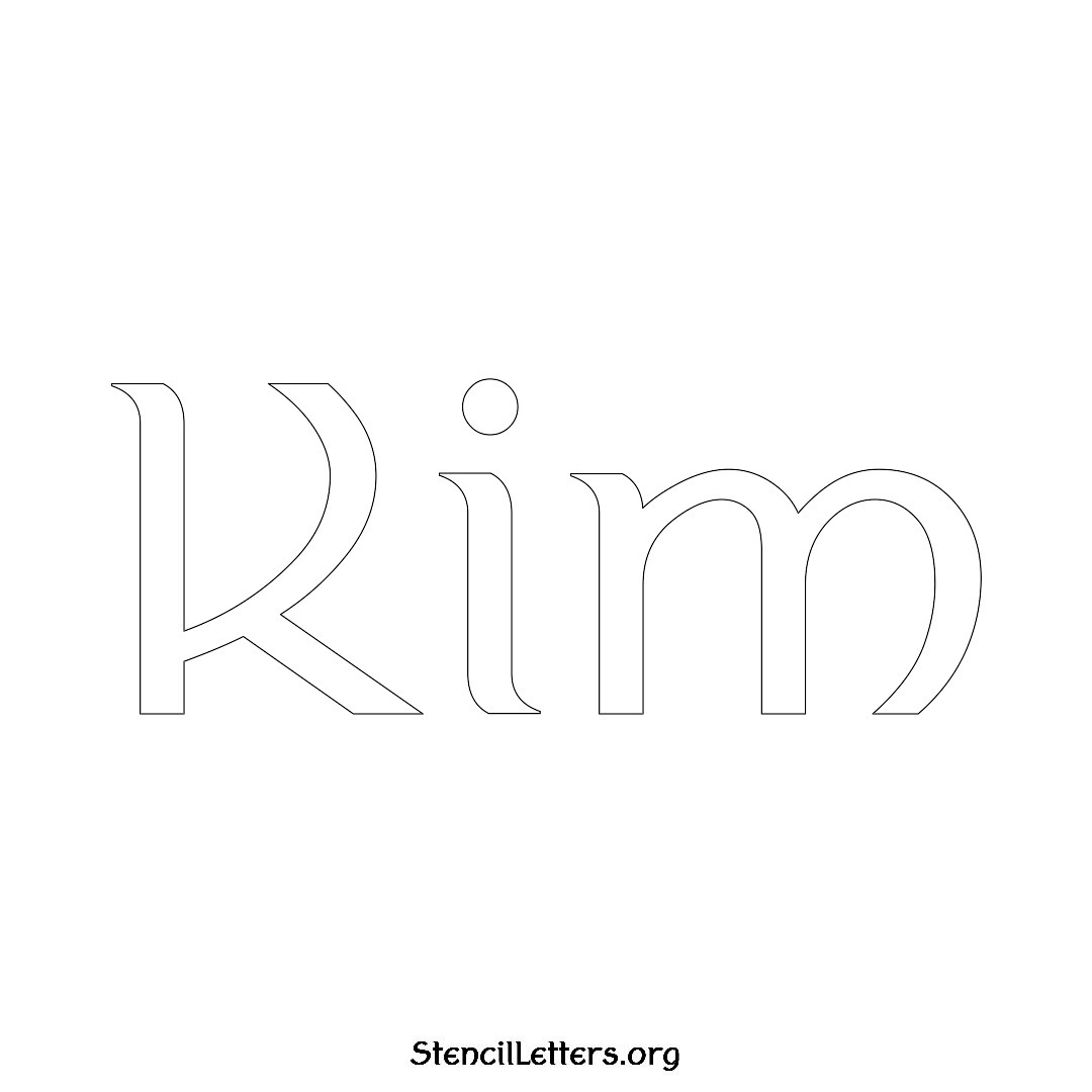 Kim name stencil in Ancient Lettering