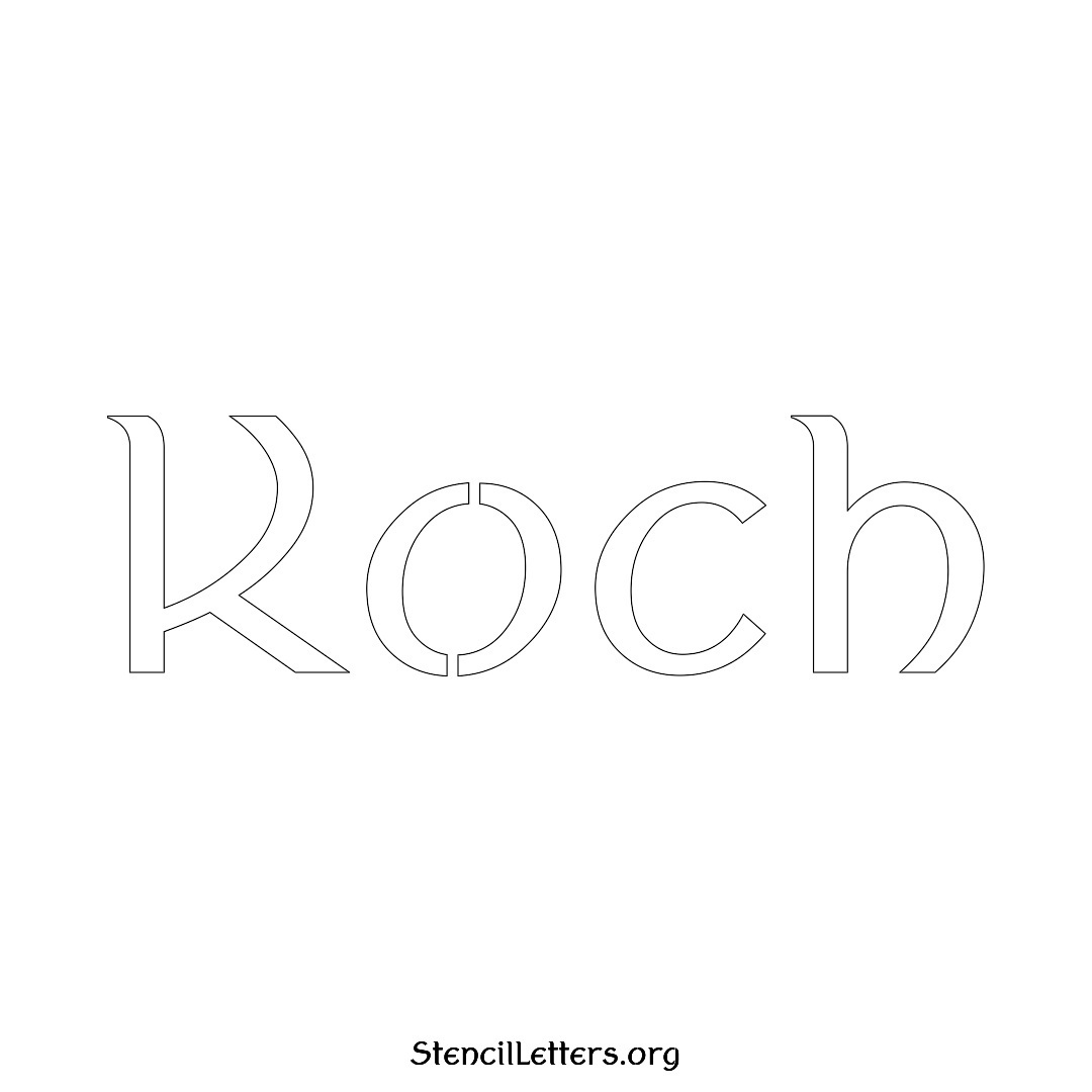 Koch name stencil in Ancient Lettering