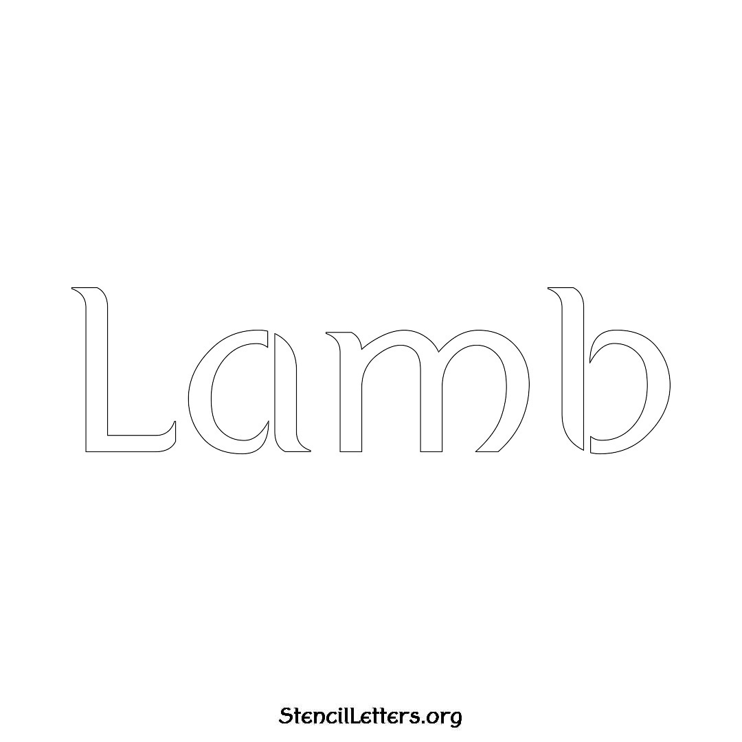 Lamb name stencil in Ancient Lettering