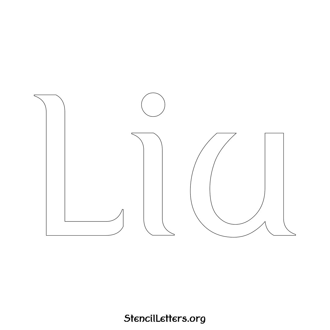 Liu name stencil in Ancient Lettering