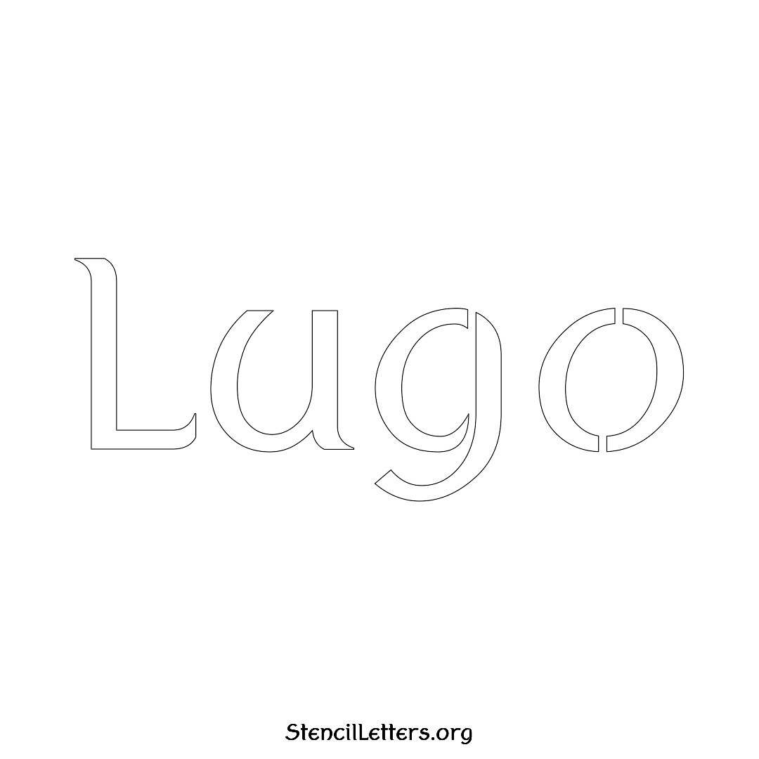Lugo name stencil in Ancient Lettering
