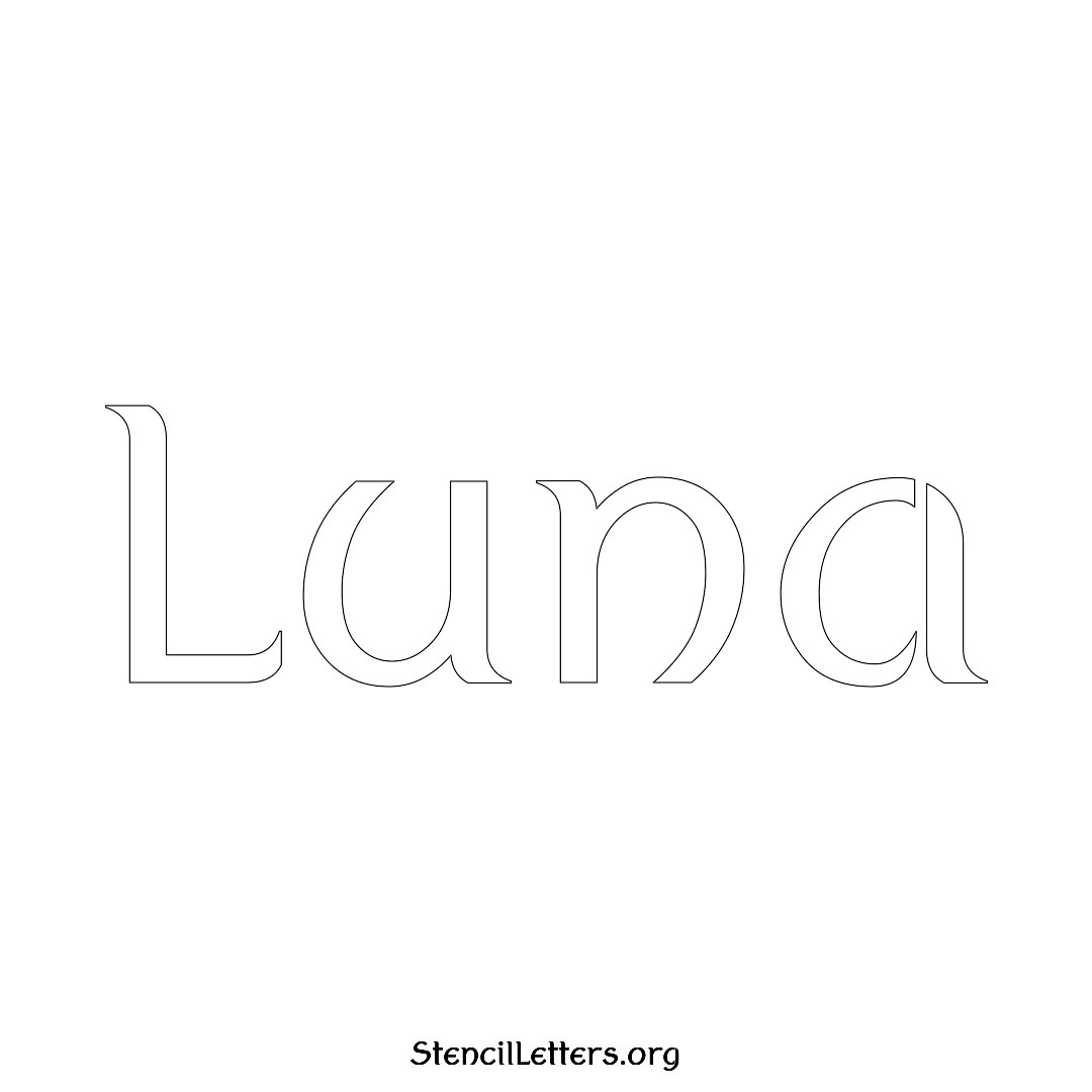 Luna name stencil in Ancient Lettering