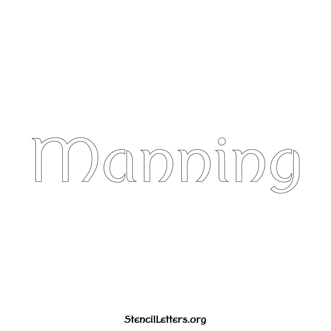 Manning name stencil in Ancient Lettering