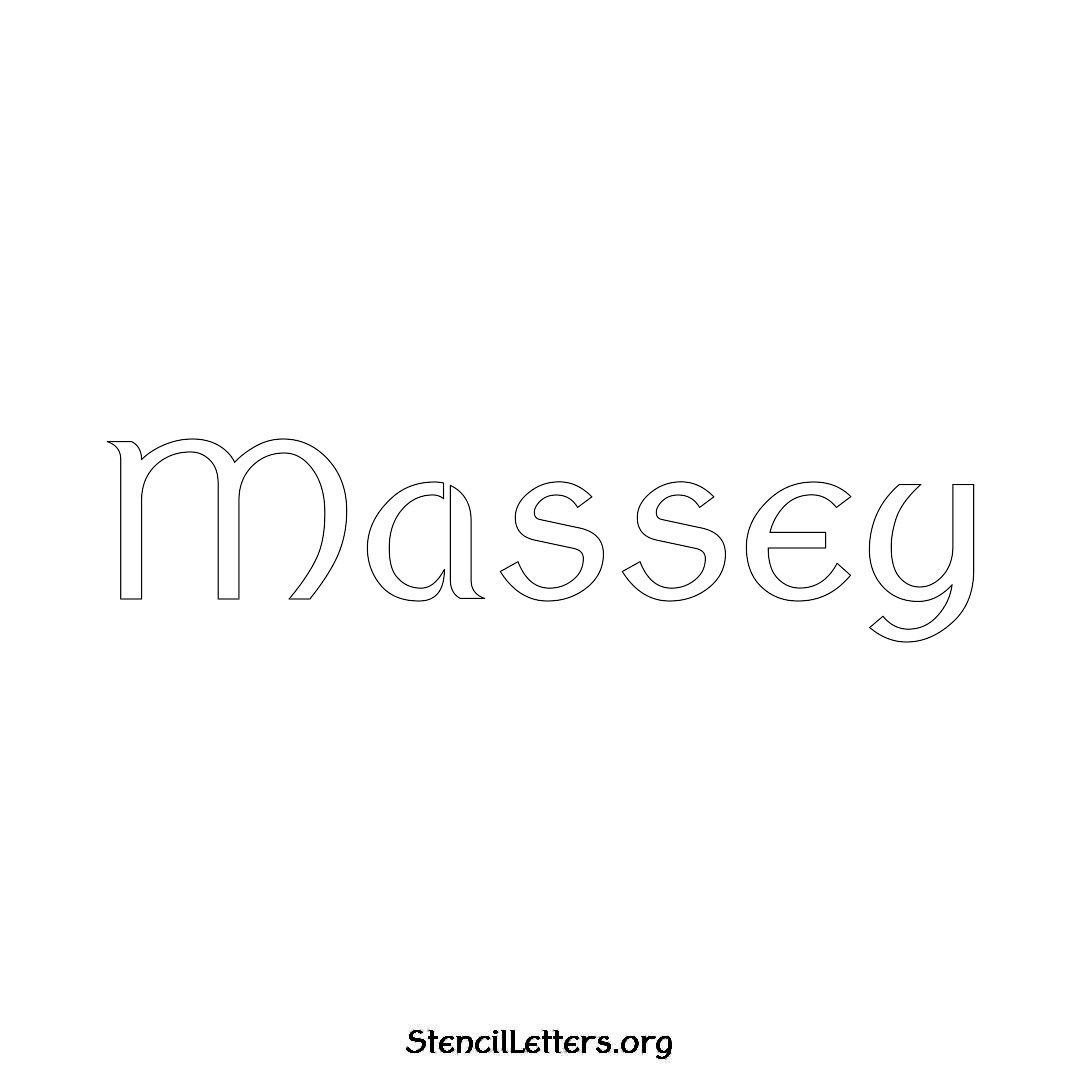 Massey name stencil in Ancient Lettering