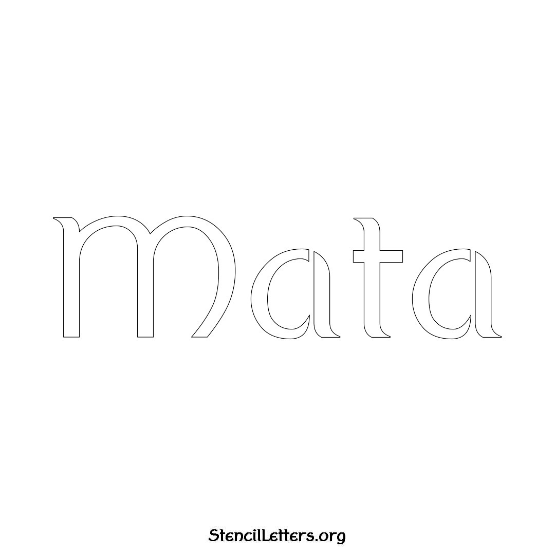 Mata name stencil in Ancient Lettering