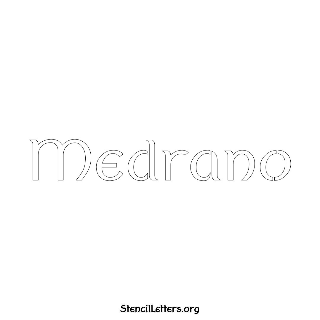 Medrano name stencil in Ancient Lettering