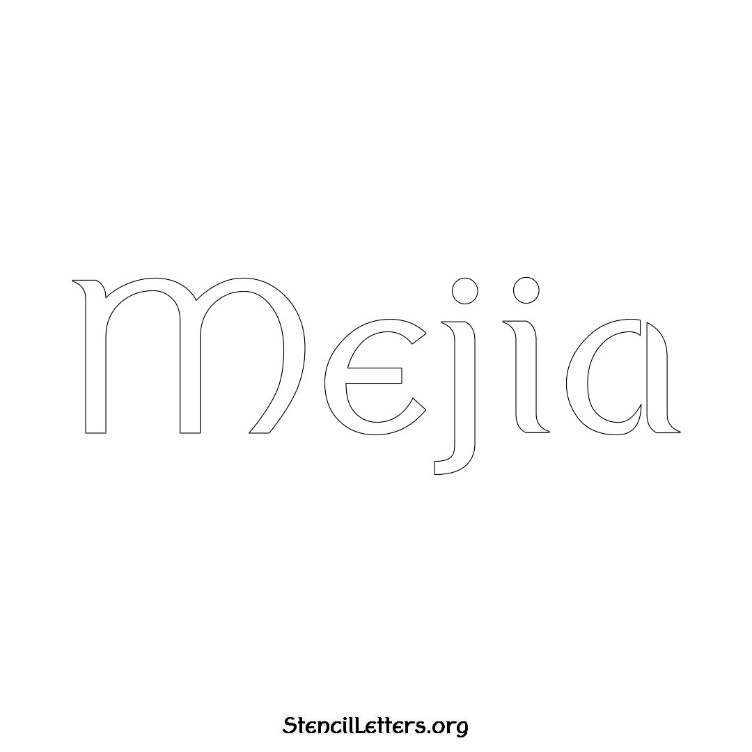 Mejia name stencil in Ancient Lettering